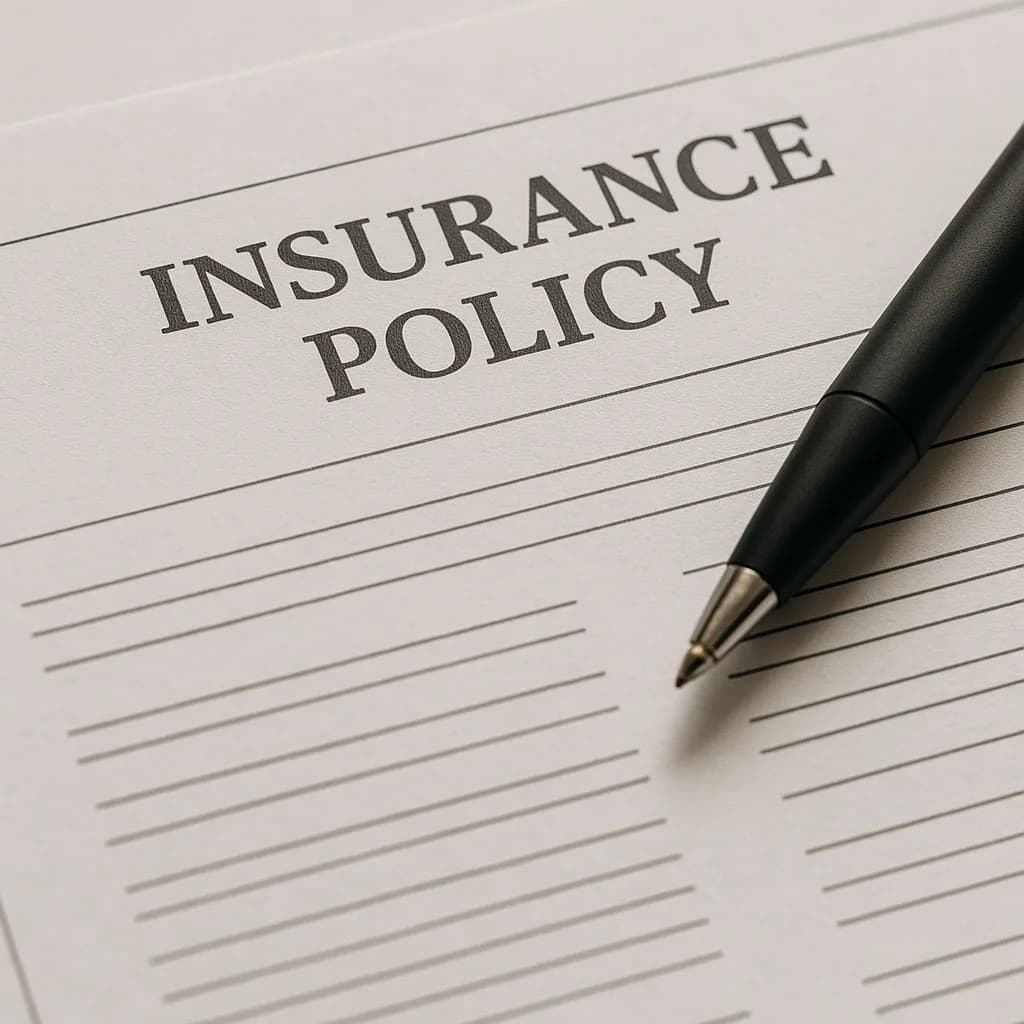 Insurance policy document with pen resting on signature lines, ready to be signed